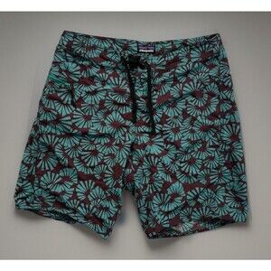 PATAGONIA Mens Board Short Sz 35 Geometric Print Zip Pocket Unlined Hybrid Swim